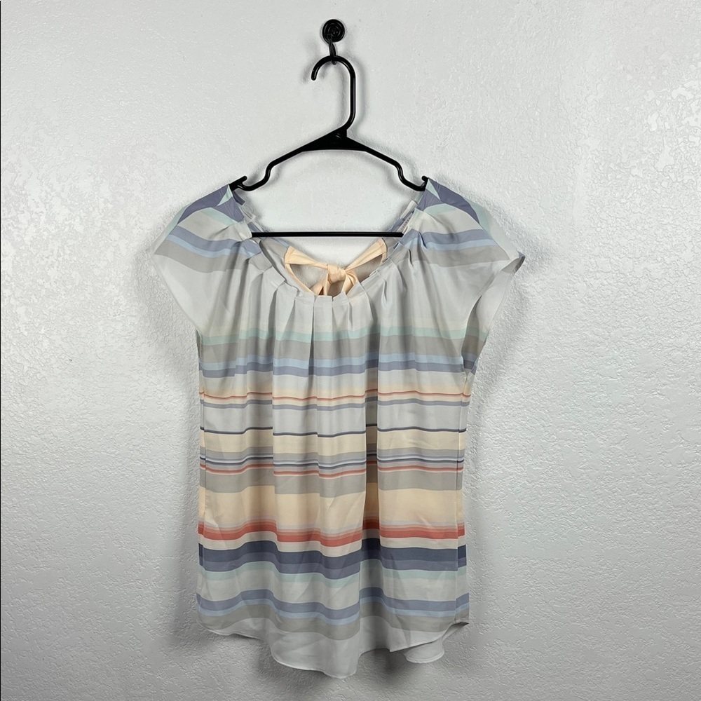 LC Lauren Conrad Multicolor Striped Pattern Casual Summer Sheer Top Size Medium